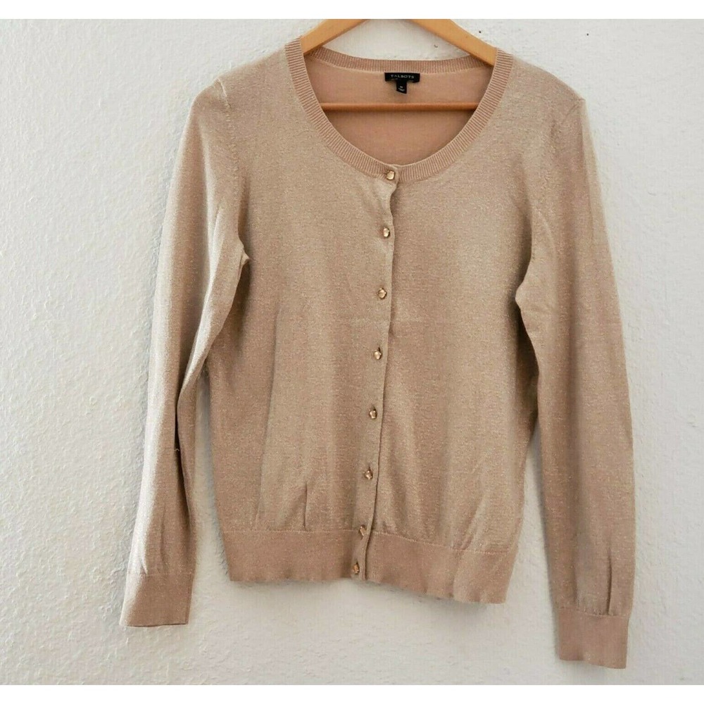 Talbots Cardigan Petite Button Up Glitter Size M